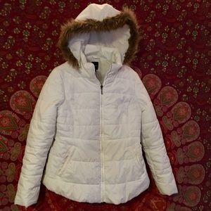 White Puffer Hooded Winter Coat